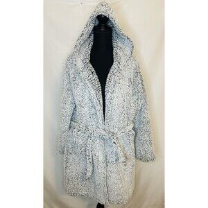 Aerie Robe Gray Sherpa Fleece Cozy Hooded‎ Belted Pockets Women's XS/S NWT